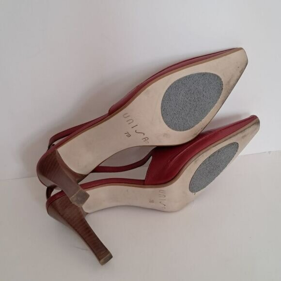 Unisa Kitten Heels Women's 7B Red Pointed Toe Leather Siren Office Career Y2K - Picture 5 of 6